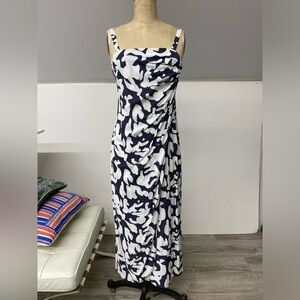 Elegant draped navy/White Women's Dress. Small. New without tags.